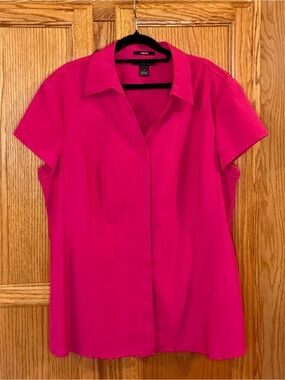 Style & co Bright Fuchsia Short-Sleeve Button-Down Blouse